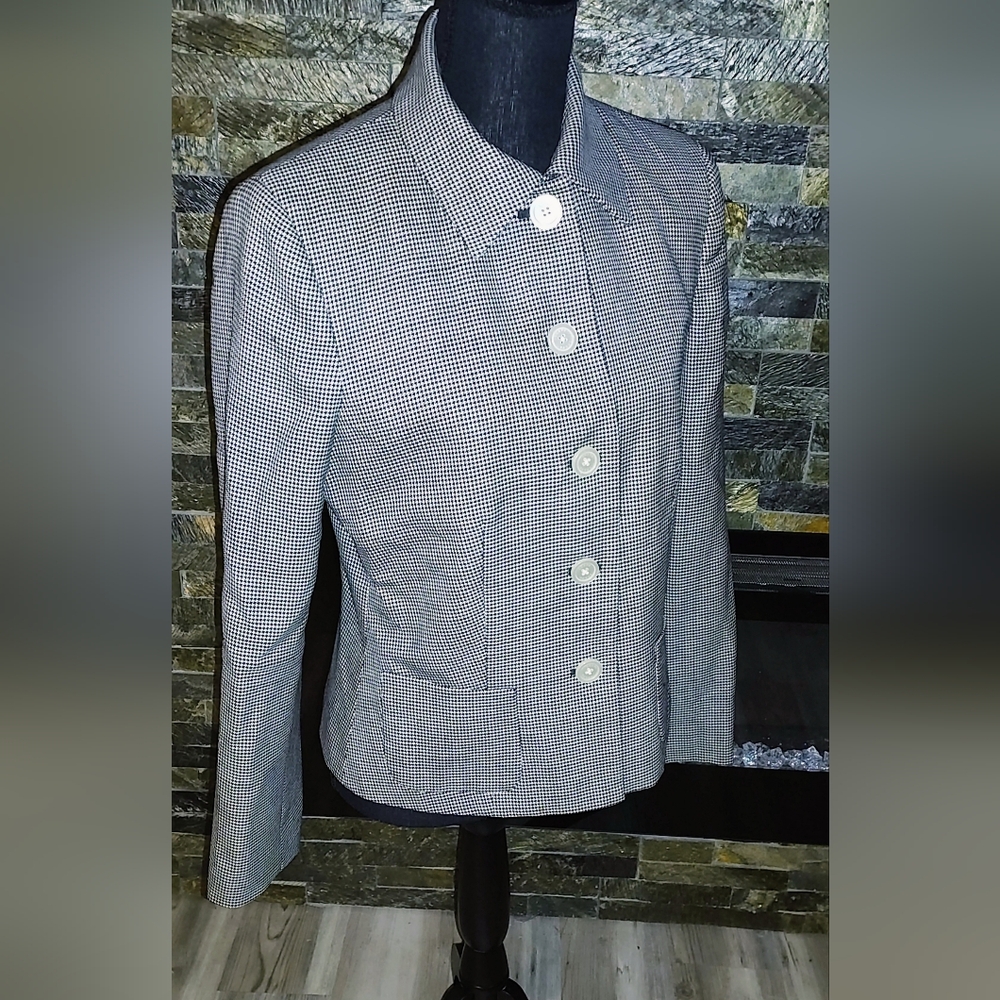 Women's Black and White Chaps Checkered Pantsuit Size 8